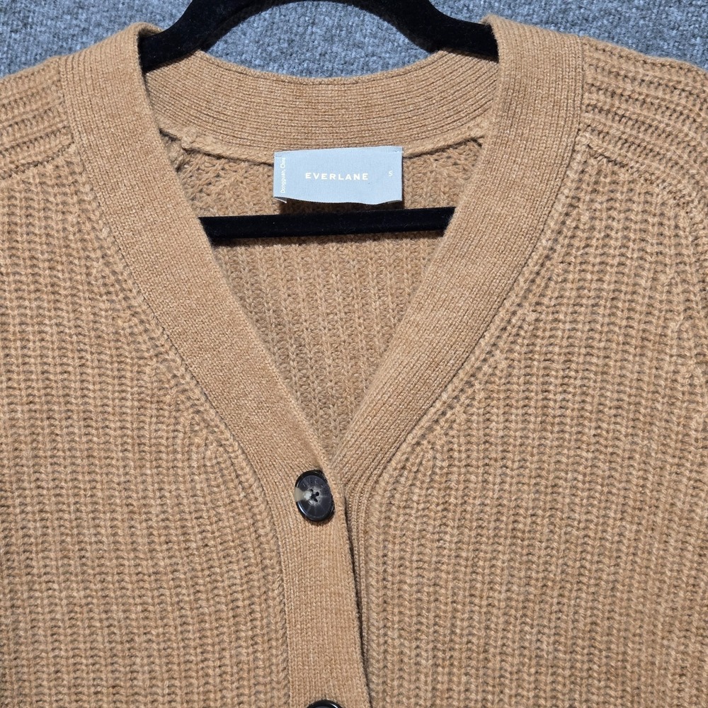 Everlane Felted Wool Cardigan Womens Small Brown Long Sleeve Knit Sweater Button - Picture 3 of 9